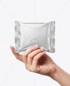 Metallic Snack Pack in a Hand Mockup