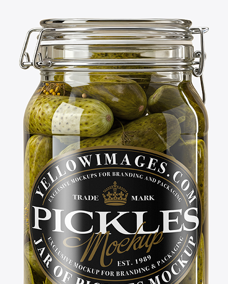 Сlamp Lid Glass Jar with Wholes Pickles Mockup