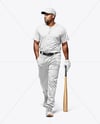 Black Man Wearing a Full Baseball Kit with Bat Mockup