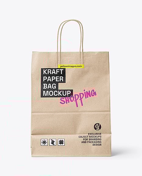 Kraft Paper Bag with Handles Mockup