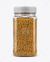Clear Plastic Jar with Fenugreek Seeds Mockup