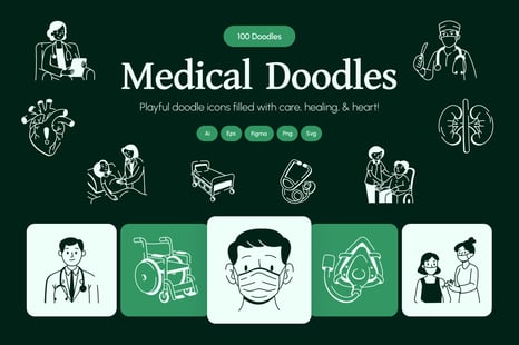 Medical Doodles Set - Insurance icons