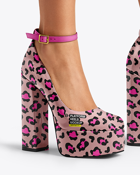 Woman Wearing Dress and Platform Heels Mockup