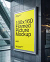 Concrete Wall with Framed Poster Mockup