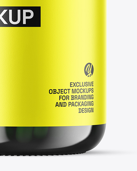 Green Glass Pills Jar Mockup