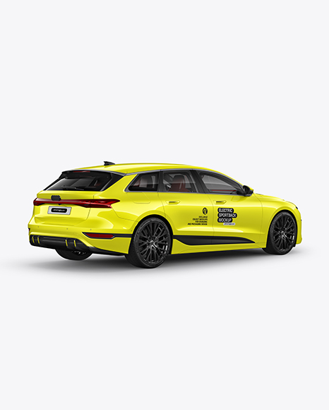 Electric Sportback Car Mockup - Back Half Side View - Vehicle wrap mockup