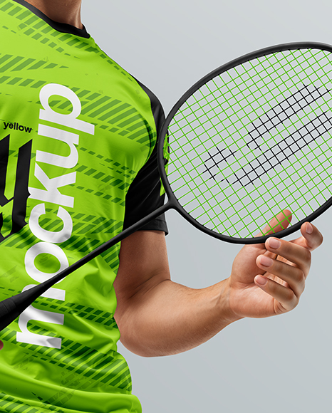Man Wearing Badminton Uniform Mockup