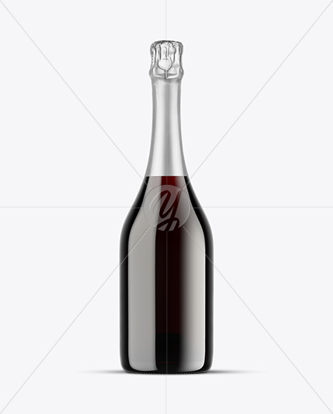 Green Glass Red Champagne Bottle Mockup