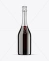 Green Glass Red Champagne Bottle Mockup