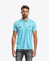 Man Wearing Polo Shirt and Jeans Mockup