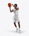 Black Man with Dreadlocks Wearing a Full Basketball Kit Mockup