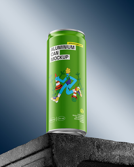 8.5oz Aluminium Can with Matte Finish on the Block Mockup - Packaging mockups