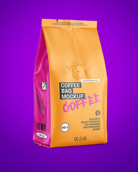 Matte Coffee Bag Mockup - Half Side view