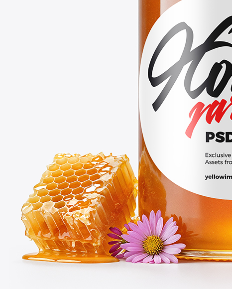 Glass Jar with Wildflower Honey Mockup