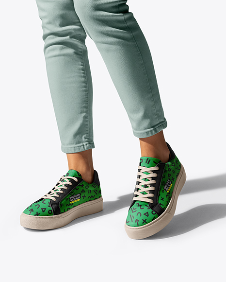 Woman Wearing Pants and Sneakers Mockup - Sport pants mockup