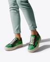 Woman Wearing Pants and Sneakers Mockup