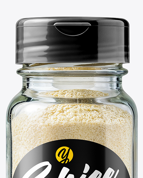 Spice Glass Jar with Garlic Powder Mockup