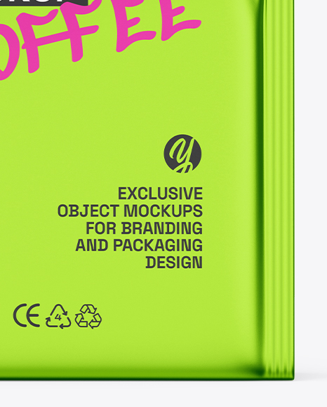 Metallic Coffee Bag Mockup – Front View