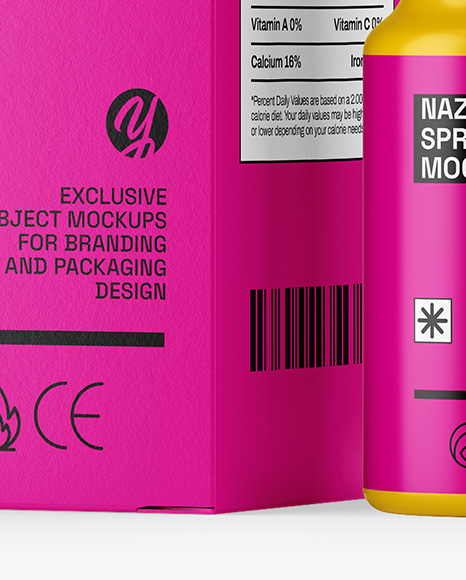 Matte Nasal Spray Bottle & Paper Box Mockup