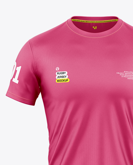 Round Collar Rugby Jersey Mockup - Front View