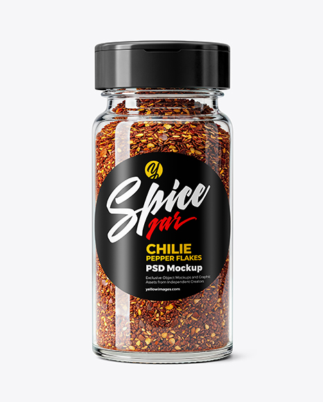 Glass Jar with Chili Pepper Flakes Mockup - Realistic mockups