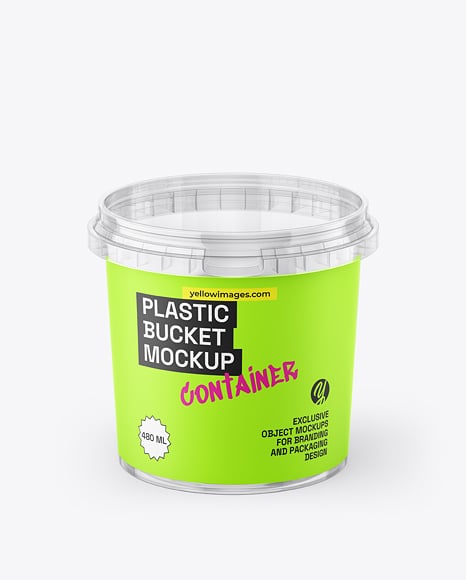 Clear Plastic Bucket with Handle Mockup