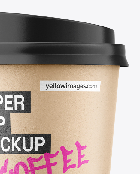 Kraft Paper Coffee Cup Mockup – Front View