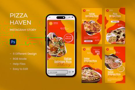 Pizza Instagram Stories Template - Social Media Templates