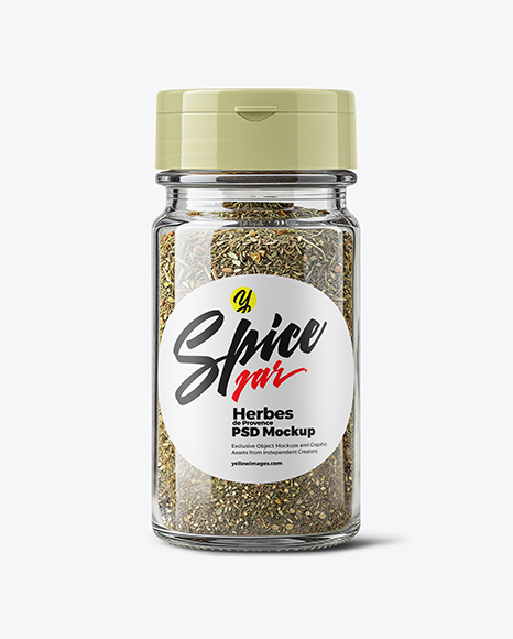 Glass Jar with Herbes de Provence Mockup