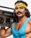 Man with Boombox Wearing Tank Top and Shorts Mockup