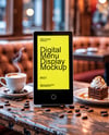Tabletop Digital Menu in a Cafe Mockup