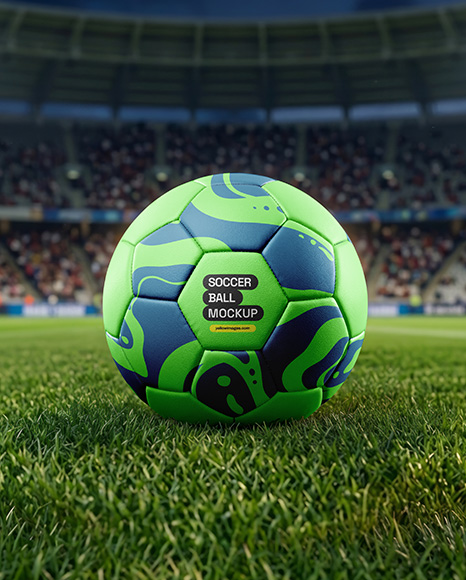 Soccer Ball on Stadium Field Mockup