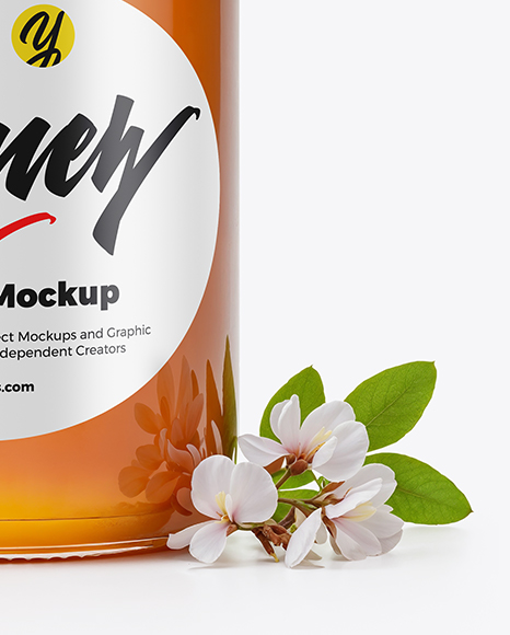 Glass Jar with Acacia Honey Mockup