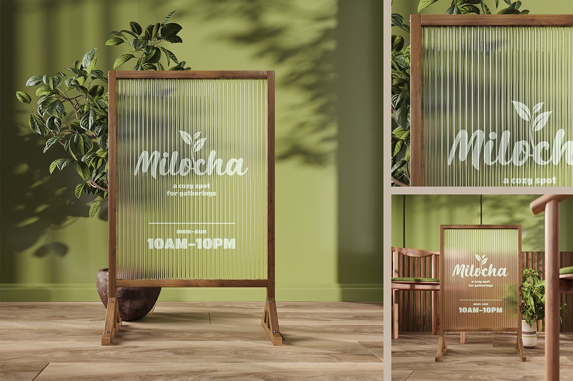 Frosted Glass Sign Board Mockup