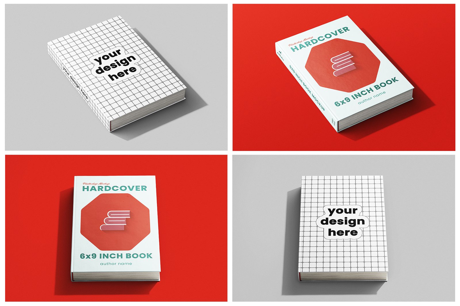 Hardcover Book 6x9 Inch PSD Mockup Set