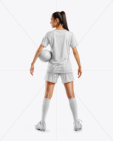 Female Soccer Player Wearing Jersey and Shorts Mockup