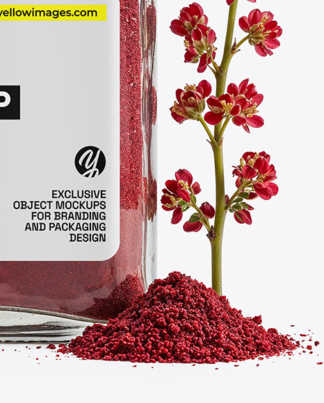 Square Glass Jar with Sumac Spice Mockup