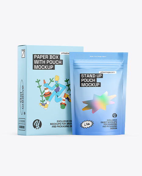 Box with Matte Pouch Mockup
