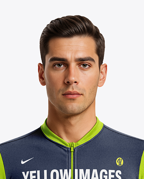 Man Wearing Cycling Jersey and Bib Shorts Mockup