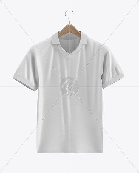 Soccer Polo Jersey on a Wooden Hanger Mockup