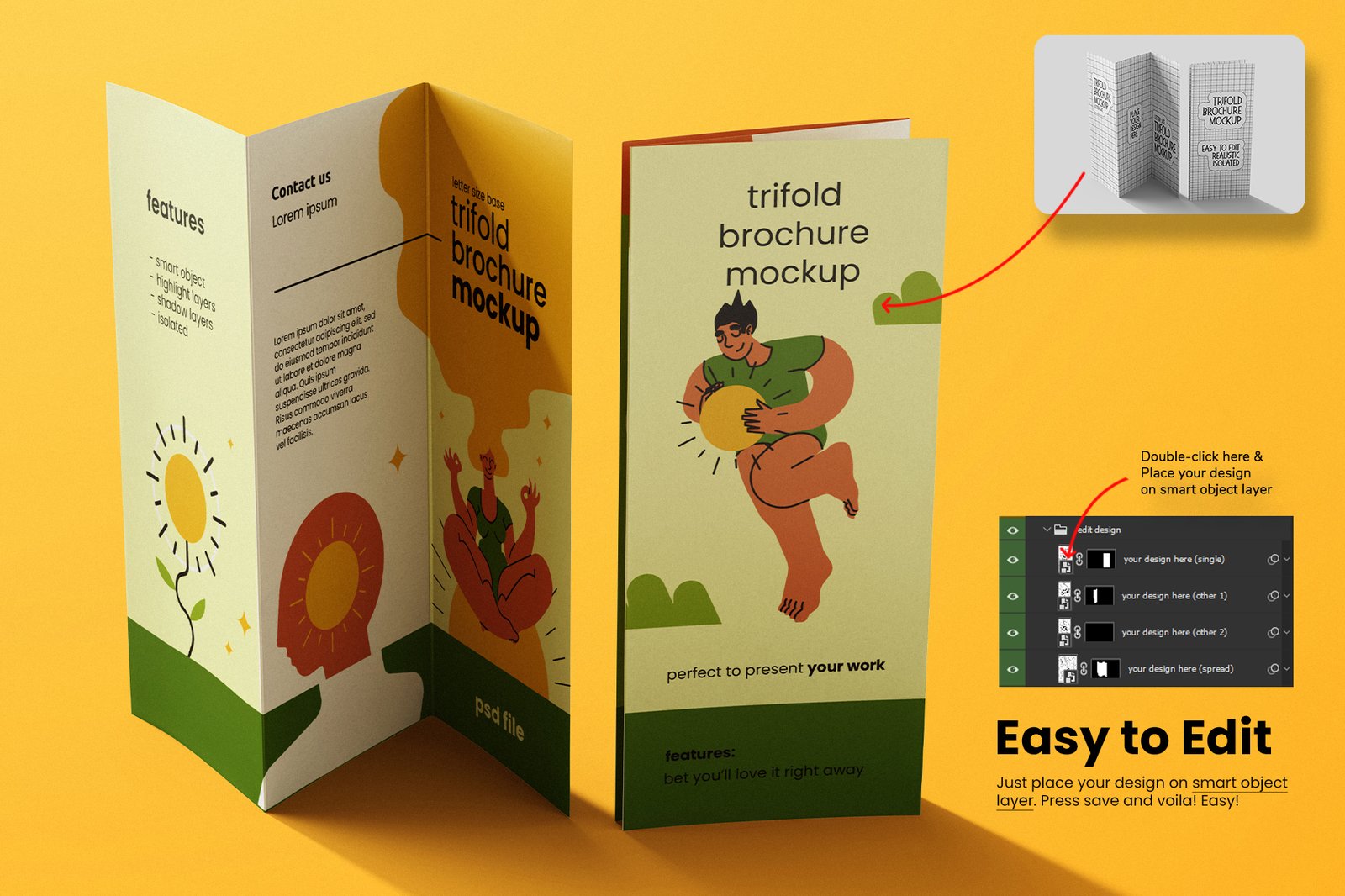 Trifold Brochure Mockup Set