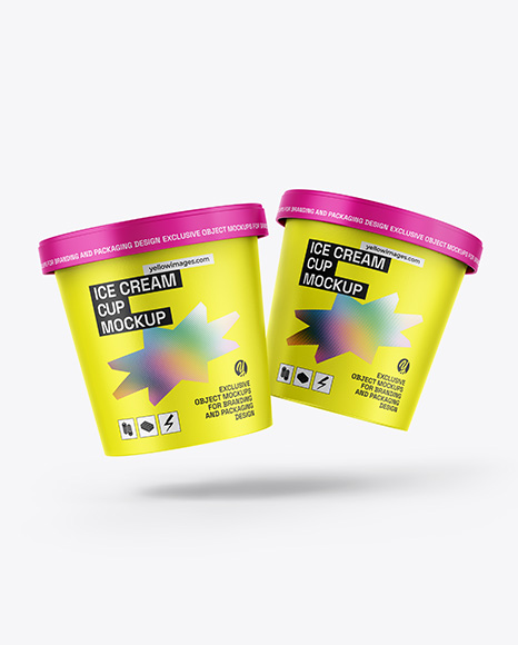 Two Matte Ice Cream Cups Mockup - Ice cream mockup
