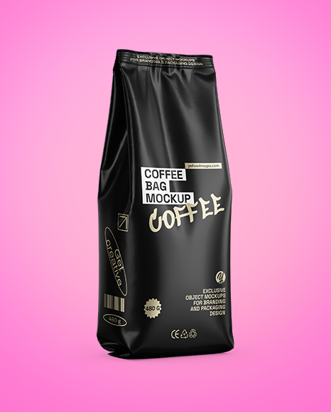 Matte Coffee Bag Mockup - Half Side view