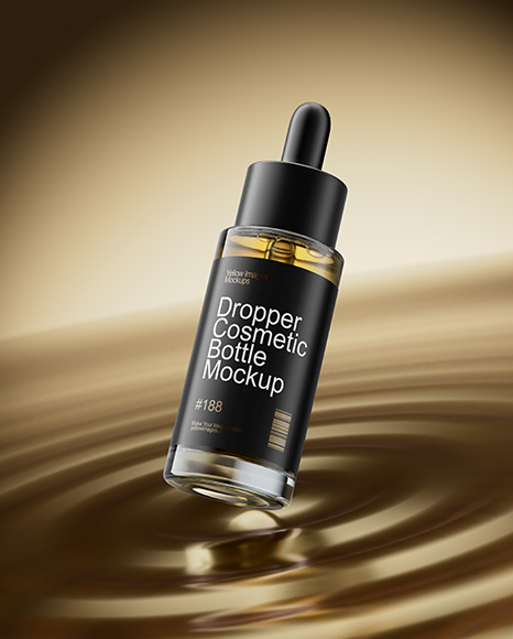 Clear Dropper Bottle with Oil Mockup