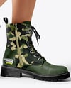 Combat Boots on Women's Legs with Dress Mockup