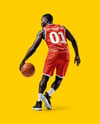 Black Man Wearing Full Basketball Kit Mockup