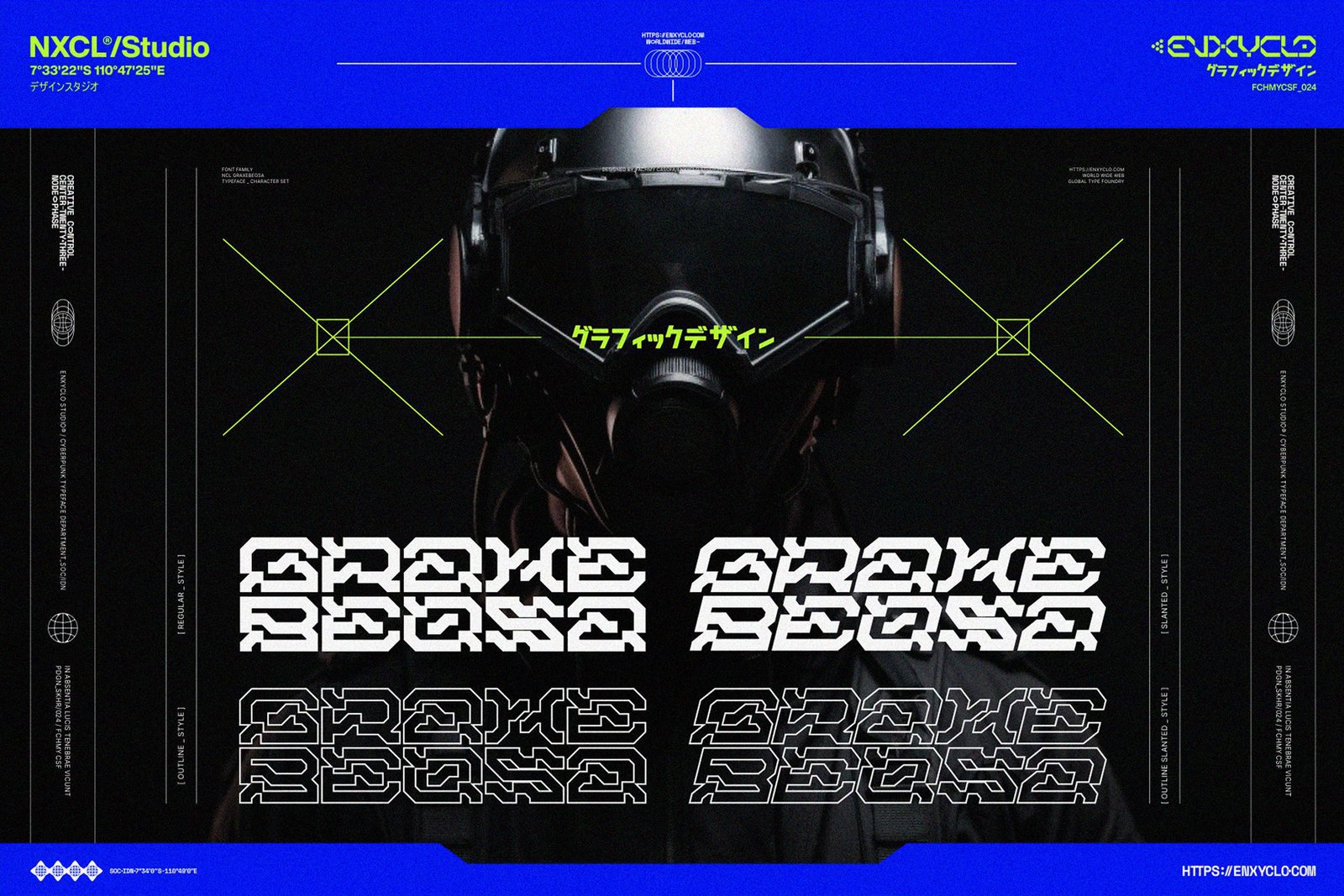 NCL GRAXEBEOSA FONT FAMILY - CYBERPUNK FUTURISTIC MECHA FONT