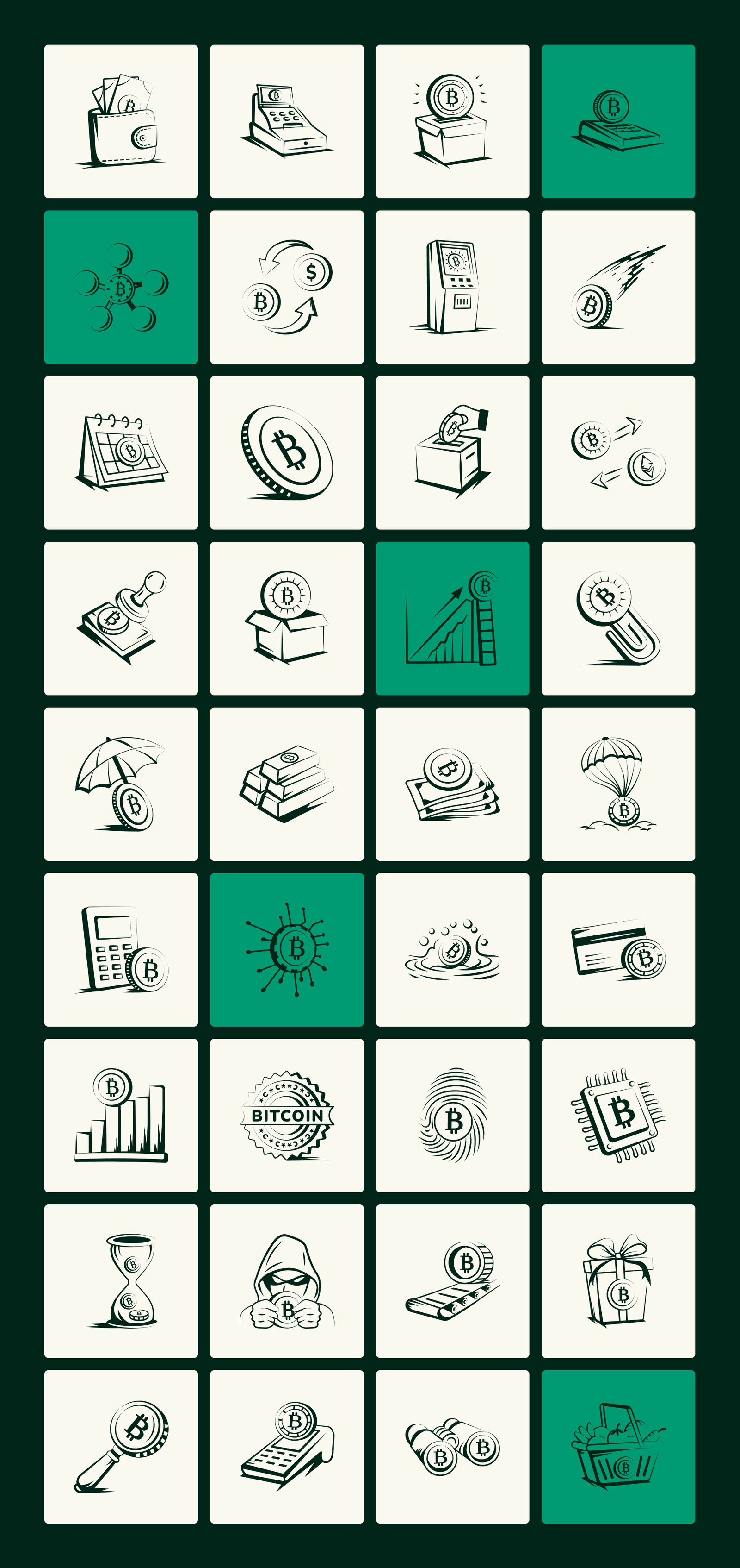 Bitcoin Trading Doodle Art Set