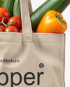 Shopper Bag with Vegetables Mockup