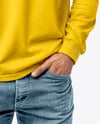 Man Wearing Long-Sleeve Polo Shirt and Jeans Mockup